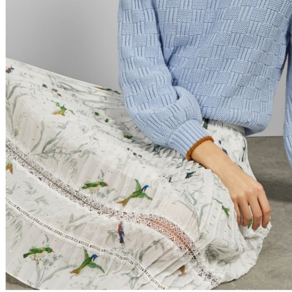 🍒NWT🍒 TED BAKER FORTUNE PLEATED MIDI SKIRT - Picture 2 of 10